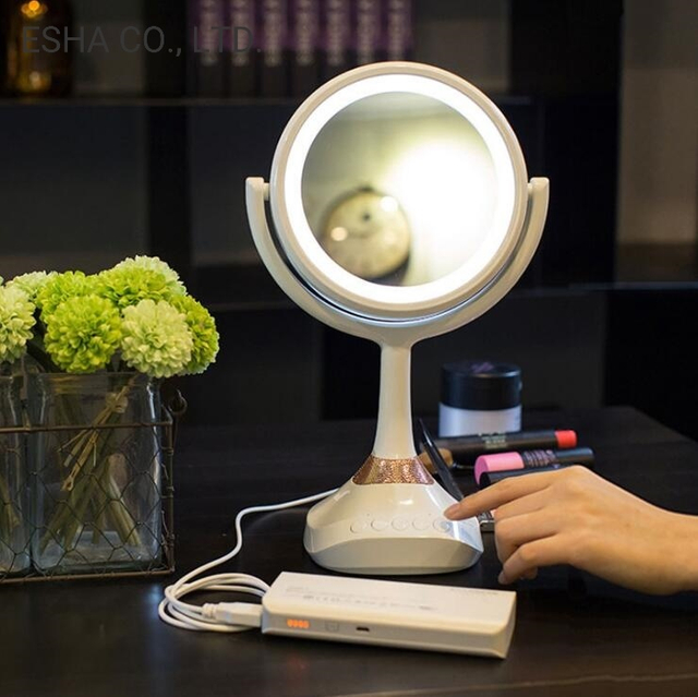 Espejo de escritorio LED Espejo de maquillaje de ángulo ajustable inteligente