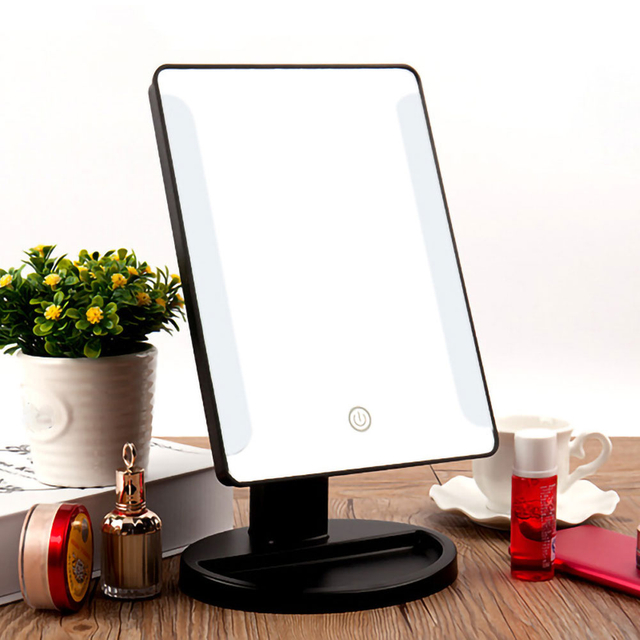 Espejo de princesa de escritorio con carga USB de alto brillo LED