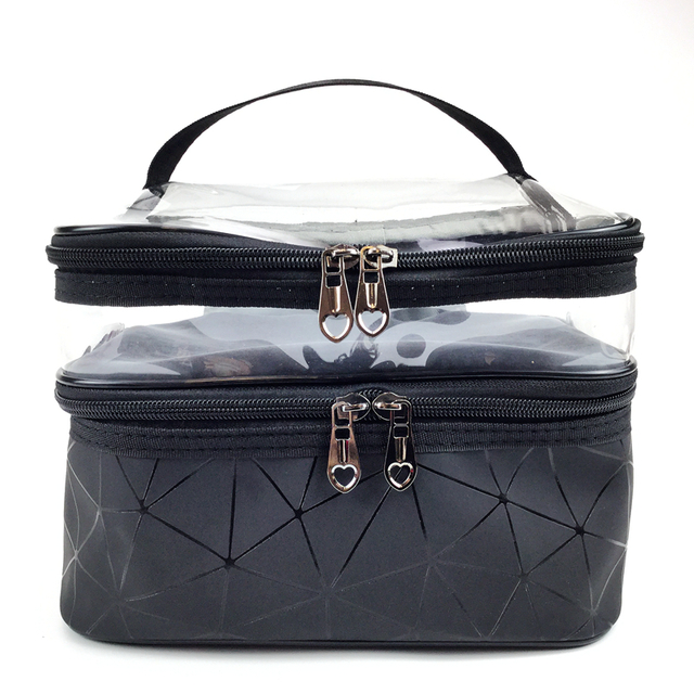 Bolsas cosméticas geométricas luminosas bolsa de maquillaje de viaje