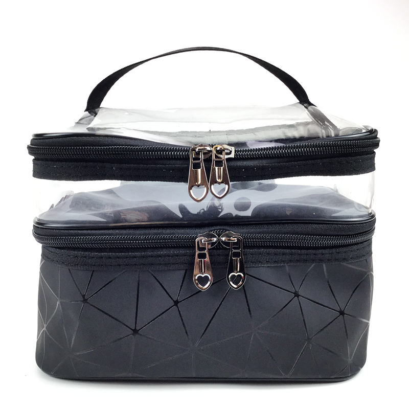 Bolsas cosméticas geométricas luminosas bolsa de maquillaje de viaje